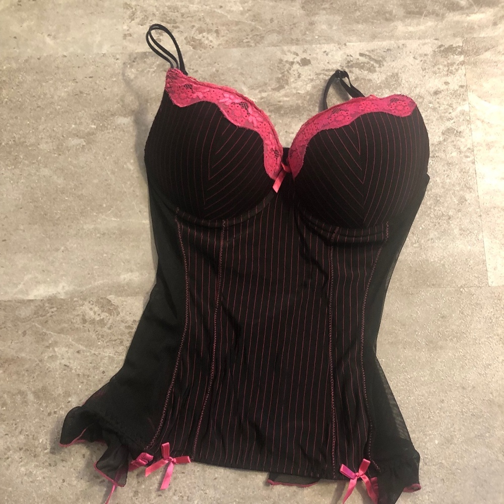 Corset with bra pink striped 36C